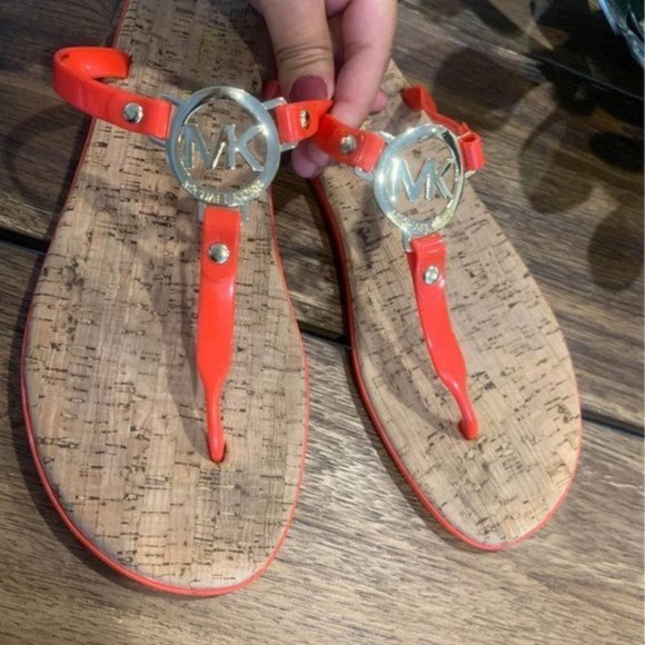 michael KORS sandals. Orange/cork footbed. Size 10. New condition. - Picture 7 of 10